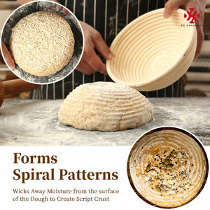 XH – panier rond en rotin d'indonie de 9 pouces, bol en forme de brot, pâte à levain, pain artisanal, banneton, ensembles pour boulangers - Product Image 5