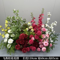 Tapis d'allée de mariage artificiel personnalisé avec fleurs de roses réalistes en plastique, durable, vente en gros, décoration