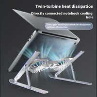 Support d'ordinateur portable réglable ergonomique pliable en alliage d'aluminium avec rotation à 360° et ventilateur de refroidissement