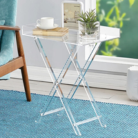 Étagères pliantes en acrylique naturelles, bureau de style nordique moderne chic pour courbe, table basse de cuisine et de bar, plateau pliant en lucite