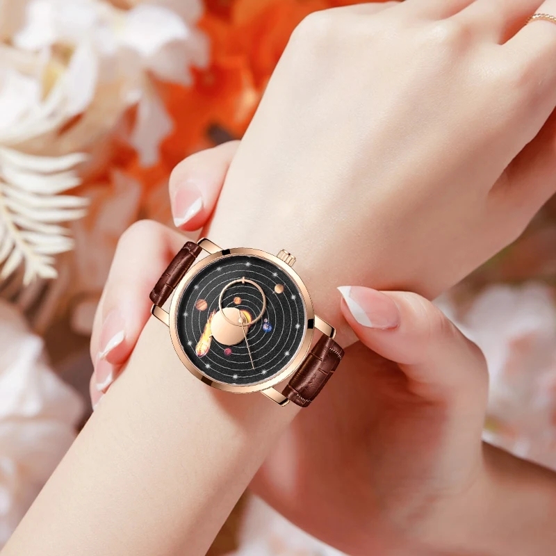 Women\'s Rose gold Watches for Ladies Female Wrist Watch Leather Band Waterproof Fridja Wrist Watches for Women Waterproof Rose Cortical  main image 4