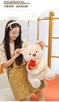 Boneka Beruang Teddy Bordir Mawar Super Lembut Grosir, Isi Kapas PP, untuk Hadiah Hari Valentine, Ulang Tahun, dan Hari Jadi