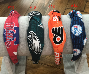 Magnifique bandeau à nœuds noués Clip Sport Team femmes bandeau Football Team logo imprimé motif bandeau fille cheveux accessoires - Product Image 3