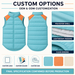Gilet matelassé sans manches pour chien, veste chaude color block pour animaux de compagnie, personnalisable OEM pour chiots de petite race - Product Image 2