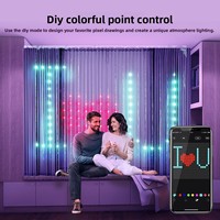 Lumière de rideau intelligente programmable étanche Little Dinosaur RGB, avec texte personnalisé DIY, motifs personnalisables, contrôle par points, lumière à intensité variable