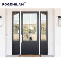 Porte en bois de l'entrée principale au design moderne personnalisé Portes d'entrée doubles extérieures Portes en bois françaises avec verre