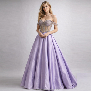 MB40462 <span class=keywords><strong>Abito</strong></span> da ballo <span class=keywords><strong>lilla</strong></span> glamour chic 2026, lussuoso top ricamato a mano, <span class=keywords><strong>abito</strong></span> da sera con scollo a cuore, elegante per matrimoni e feste formali - Product Image 1