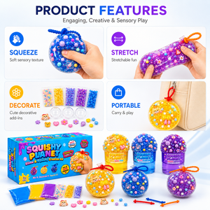 DIY Slime Squishy <b>Stress</b> <b>Ball</b> Kit Make Your Own Squeeze Toy 3 Themes Sensory Fidget Set for Kids OEM Custom Gift - Product Image 4