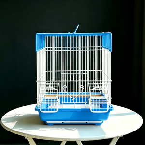 White Steel Wire <b>Bird</b> <b>Cage</b> with Red Plastic Tray Durable Indoor Pet <b>Cage</b> for Small <b>Birds</b> Simple Rectangle Design Painted Finish - Product Image 5