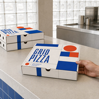Caja de Pizza Impresa con Marca Personalizada al por Mayor, Empaque de Alimentos de Papel Corrugado Sólido para Cadenas de Pizzerías