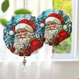 Carillon éolien de Noël 3D rotatif en acier inoxydable, résistant aux intempéries, décoratif, de luxe et coloré pour jardin - Product Image 1