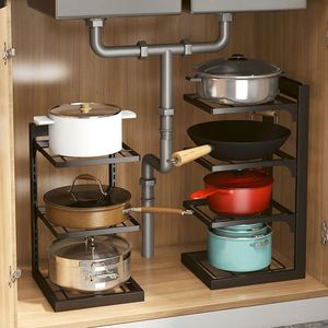 Wholesale Multi Layer Adjustable Carbon Steel <b>Kitchen</b> Pan Storage <b>Shelf</b> Wholesale <b>Kitchen</b> Pot Organizer Rack <b>for</b> Cookware Home - Product Image 1