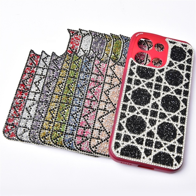 Mobile Phone Glitter Rhinestone Sticker Self Adhesive Diamond Texture Strass Motif Applique Decorative Phone Case Accessories