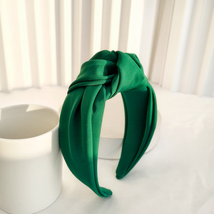 Nuovissimo <span class=keywords><strong>Design</strong></span>: Fascia per Capelli Elastica con Nodo in Tinta Unita, Cerchietto Intrecciato in Seta e Raso per Donne - Product Image 5