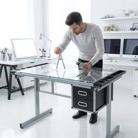 Table de dessin industrielle avec organiseurs latéraux, station de croquis, bureau de graphisme d'ingénierie pour marqueurs et compas