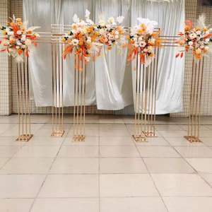 शादी की सजावट के लिए सोने की धातु का फूल मेहराब फ्रेम वर्ग मेहराब पृष्ठभूमि - Product Image 6