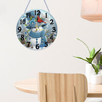 Horloge à suspendre DIY de Noël avec peinture diamant, OEM ODM, ornement créatif artisanal pour la décoration intérieure