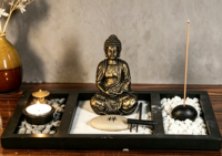 Kit de sable pour jardin zen, micro-paysage de méditation, statue de Bouddha, sculpture, ornements créatifs pour la décoration de table à la maison
