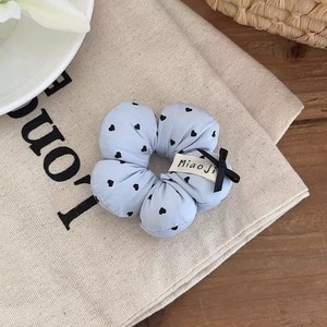 Élastique à cheveux en coton doux pour enfants, avec nœud et motif cœur, pour filles, style scrunchie - Product Image 4