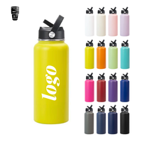 Bouteille d'eau isotherme en acier inoxydable à double paroi CustomTrending 32oz à large ouverture, 12-24h, écologique, pour l'extérieur