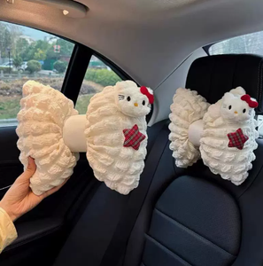 Coussin de dossier de siège auto mignon, appui-tête en peluche avec nœud, housse de volant, accessoire d'intérieur automobile pour l'été et les voyages - Product Image 3