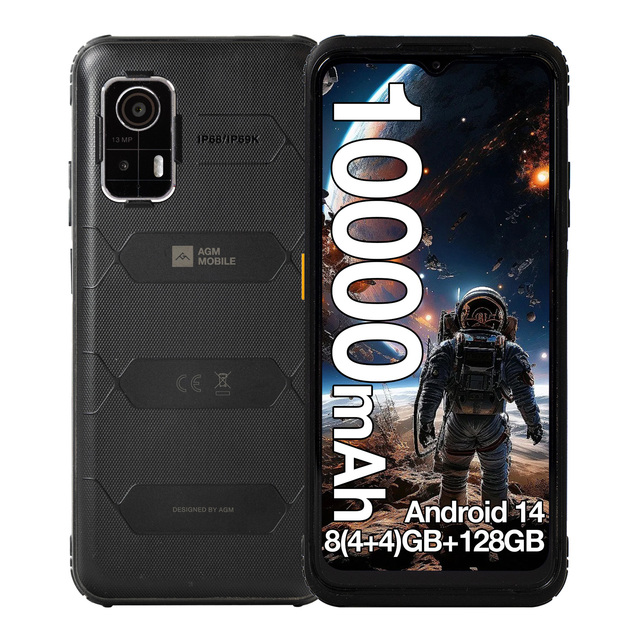 AGM H MAX Android 14 LTE GSM Octa Core Dual SIM 13MP Smartphone 10000mAh 84+4GB/128GB 90Hz 6.5 Inch HD LCD IP68/IP69K Waterproof