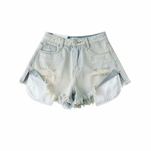 Pantalones Cortos de Mezclilla Holgados para <span class=keywords><strong>Mujer</strong></span>, Personalizados al por Mayor, de Cintura Alta, Sólidos, Casuales, Retro, de Verano - Product Image 5