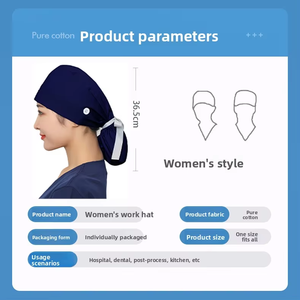 Cappello da Infermiera con Fiocco a Farfalla per <span class=keywords><strong>Capelli</strong></span> Lunghi, Tinta Unita, Regolabile, Berretto Chirurgico Professionale in Cotone Unisex per Ospedale - Product Image 2