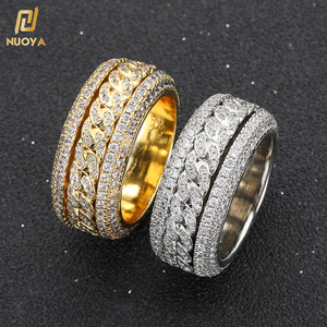 NUOYA Iced Out Bling Cz Spinner Anel Cubano Hip Hop Banhado A Ouro Anel De Diamante Mulheres - Product Image 1