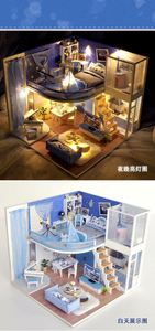 Mayorista de fabricantes: Rompecabezas de madera 3D DIY, modelo de casa hecha a mano con cielo estrellado, regalo de cumpleaños para novia, rincón de lectura. - Product Image 6