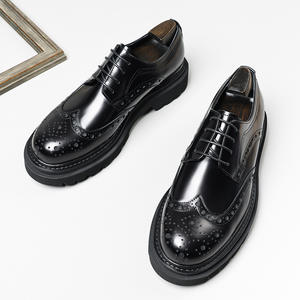 Nouvelles chaussures habillées décontractées pour hommes en cuir véritable à bout carré, à lacets, tendance automne, respirantes, antidérapantes et légères - Product Image 3