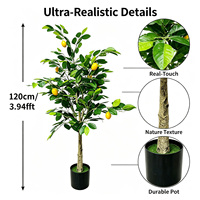 Citronnier Artificiel Vert Fruitant 120cm Écologique Résistant aux UV en Pot pour Maison Méditerranéenne, Patio, Véranda