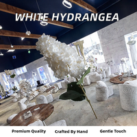 Bunga buatan tangan, kualitas tinggi buatan tangan putih Hydrangea sutra/lateks gaya klasik lembut bunga buatan tangan pesta rumah dekorasi kamar tidur ruang tamu