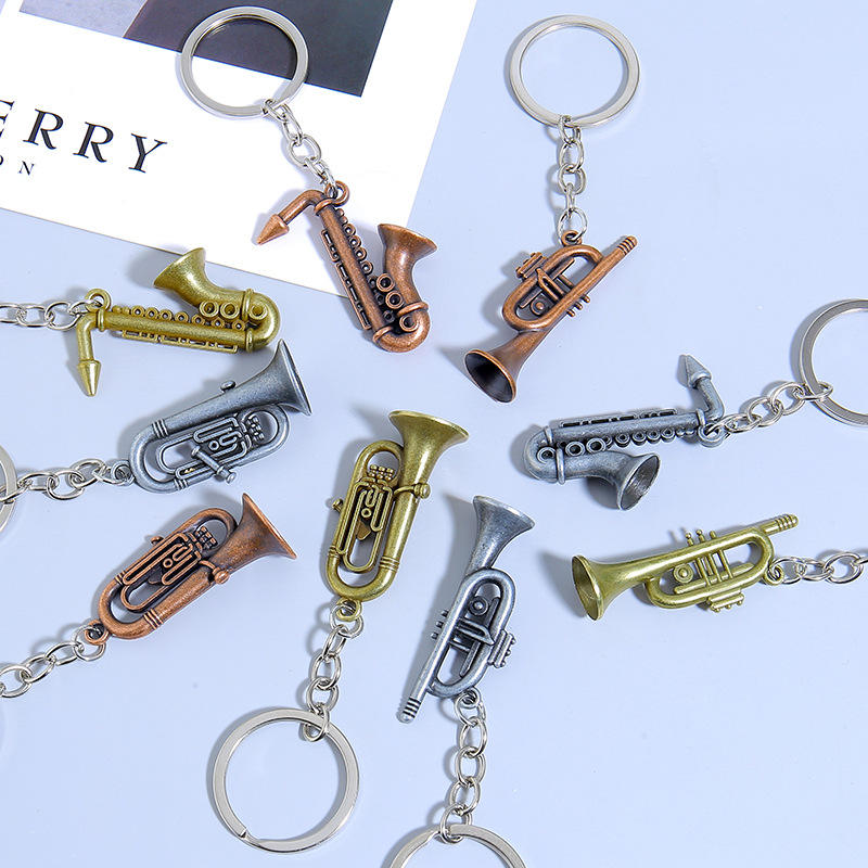 KC1417 Mini Saxophone Shaped Metal Key Ring Pendant Miniature Musical ...
