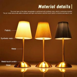 Petite lampe de table plissée rechargeable par USB, lampe de chevet sans fil, lampe de bureau pour chambre à coucher, salon, bureau à domicile, décoration - Product Image 6
