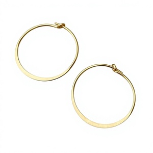 Boucles d'oreilles créoles minimalistes en or jaune, unisexe, pour un usage quotidien, design simple en forme de cercle - Product Image 1