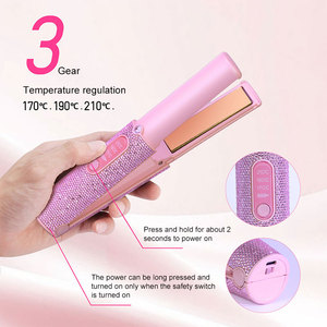 เครื่องหนีบผมไร้สายแบบพกพา ชาร์จไฟได้ สำหรับมืออาชีพ พร้อมที่ม้วนผม ประดับคริสตัล - Product Image 4