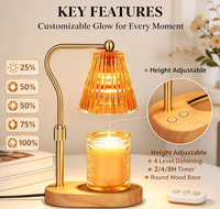 Lampe chauffe-cire rouge avec minuterie, variateur d'intensité et hauteur réglable, Cadeaux Fête des Mères, Chauffe-cire électrique, Décoration vintage pour la maison