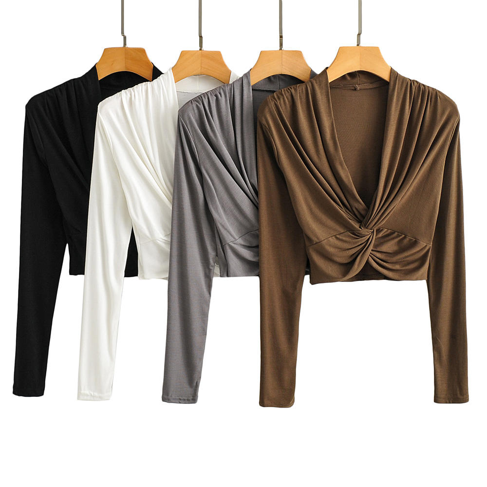 blusa cuello drapeado