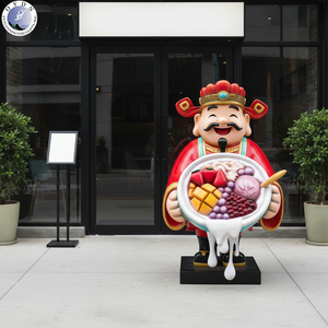 Custom Size <strong>Hand</strong> Painted Large Fiberglass <strong>God</strong> <strong>of</strong> Wealth Sculpture with Dessert Bowl for Commercial Mall Streetscape Promotion - Product Image 1