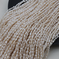 Perles Keshi en vrac, semi-finies, couleur blanche, 3-4 mm, perles baroques d'eau douce, brin de perles en vrac pour le bricolage, vente en gros
