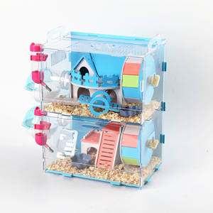 Hamster portable Transparent de grande taille, maison de hamster à <span class=keywords><strong>trois</strong></span> couches, avec roulettes, château coloré - Product Image 1