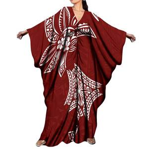 Diseño marino Concha Estrella de mar Impresión Estilo DE LA <span class=keywords><strong>ISLA</strong></span> Manga de mariposa Maxi Kaftan Vestido de vacaciones largo personalizado Vestido de ala de Chal - Product Image 2