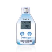 Enregistreur de données de température USB à usage unique TZONE TempU08 avec écran LCD, utilisé pour surveiller la température des vaccins réfrigérés