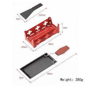 Ensemble de <span class=keywords><strong>raclette</strong></span> et de grillades en acier au carbone pour la cuisine à domicile avec revêtement antiadhésif en PTFE, plateau de cuisson rotatif et ensemble de cuisinière, manche en bois - Product Image 2