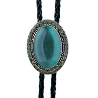 Onyx Time Gem Bolo Tie Vintage Chemise Chaîne Poirot Collier Cordon Cuir Collier Accessoire Transfrontalier