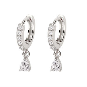 Pendientes colgantes personalizados Huggies diseño <span class=keywords><strong>de</strong></span> marca pendiente <span class=keywords><strong>de</strong></span> gota <span class=keywords><strong>de</strong></span> agua chapado en oro <span class=keywords><strong>de</strong></span> 18K para mujer - Product Image 4