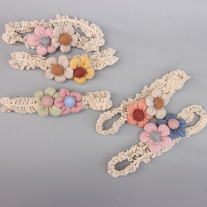 Knitted Wool Flower Baby <b>Lace</b> Headband Soft <b>Elastic</b> Newborn Girls Hair Accessory - Product Image 1