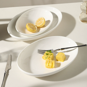 Nested Oval Deep <b>Ceramic</b> Plate Multi Size <b>Egg</b> Shape Soup Fish Dish Premium Hotel Wedding Banquet Custom Logo Bulk Wholesale - Product Image 5