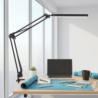 Lampe de bureau électrique simple en aluminium, moderne, LED, avec bras articulé réglable, pince de fixation, rotation flexible à 360°, intensité variable, CRI élevé 90